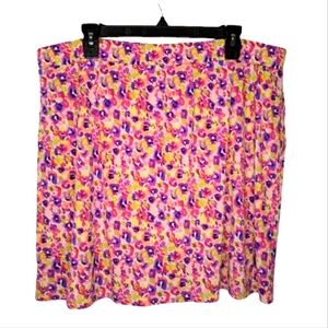 Susan Graver Pink Purple Multicolored Floral Skort Plus Size 1X